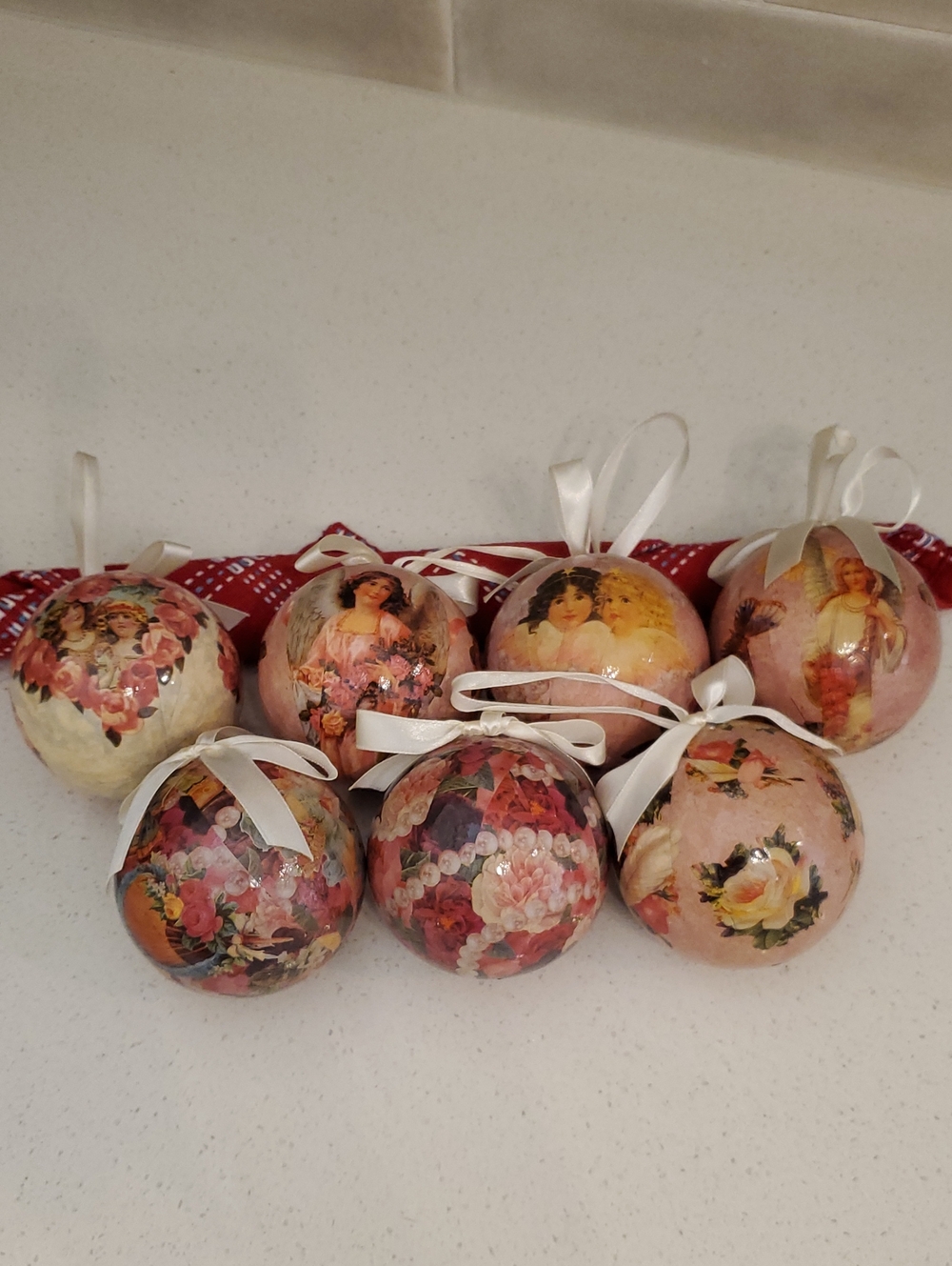 Vintage Victorian Paper Mache Style Christmas Ornaments Lot of 7